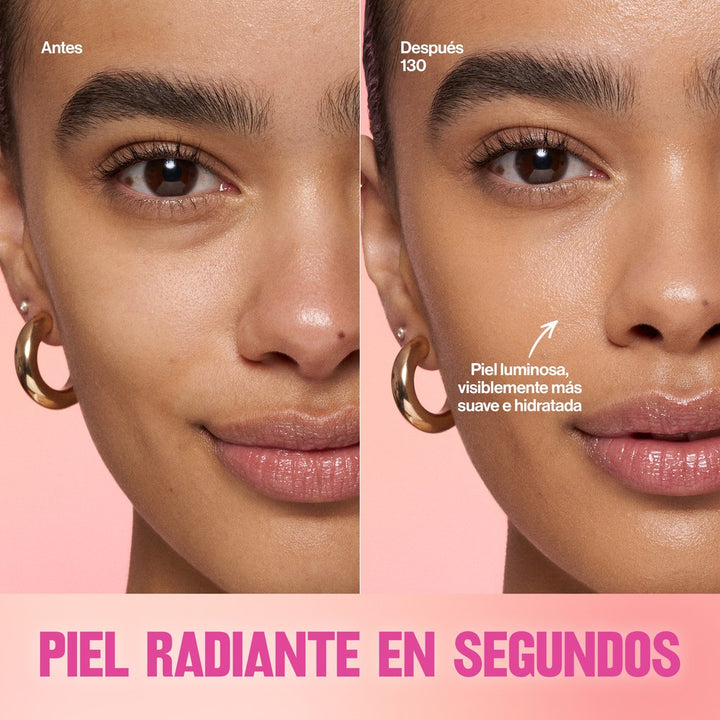 Revlon Glimmer Tinted Moisturizer Stick antes y después, piel radiante en segundos
